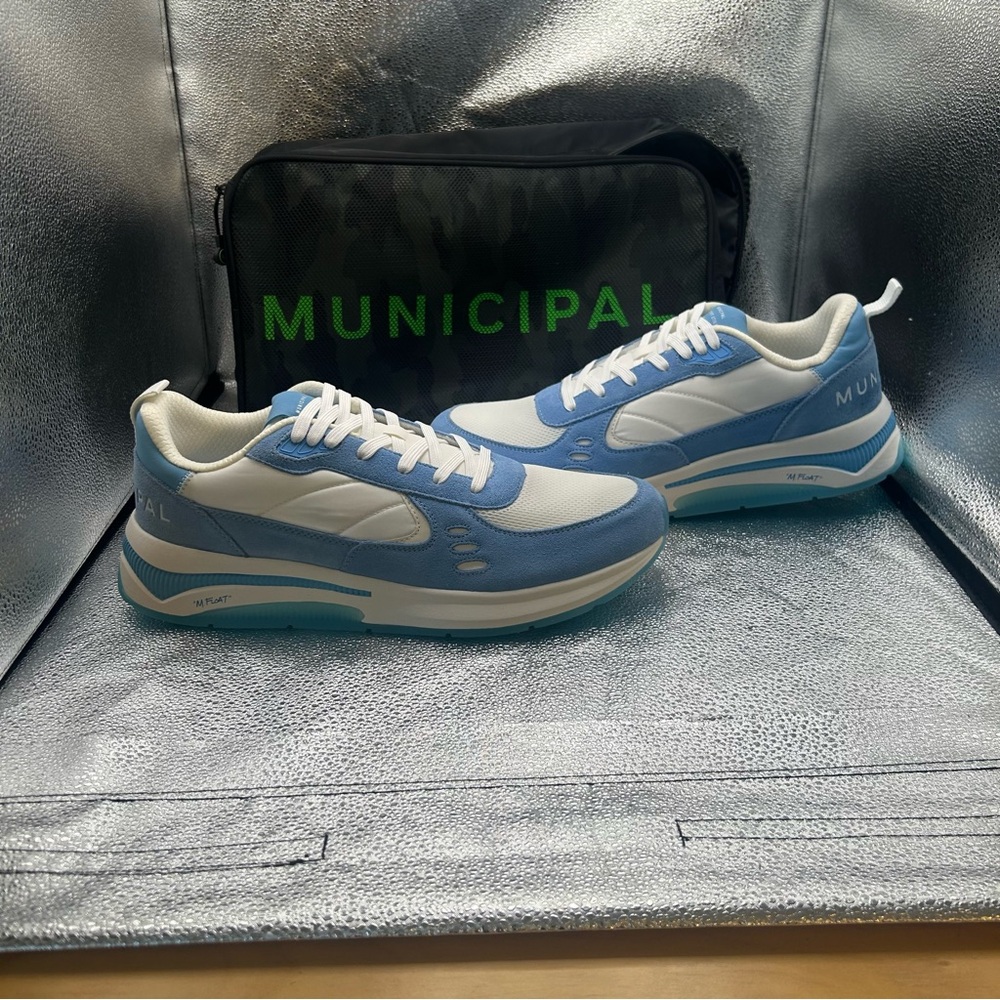 Men's Sky Blue & White Lace-Up Sneakers